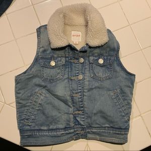 Cat & Jack Denim Vest Jacket w/ faux fur